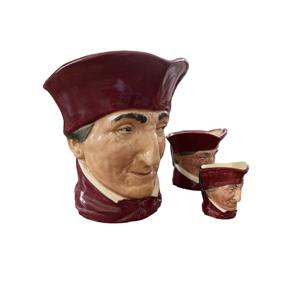 Vintage Royal Doulton THE CARDINAL SET OF 3 Size Toby Jug Lot of‎ Lrg, Sm, Mini